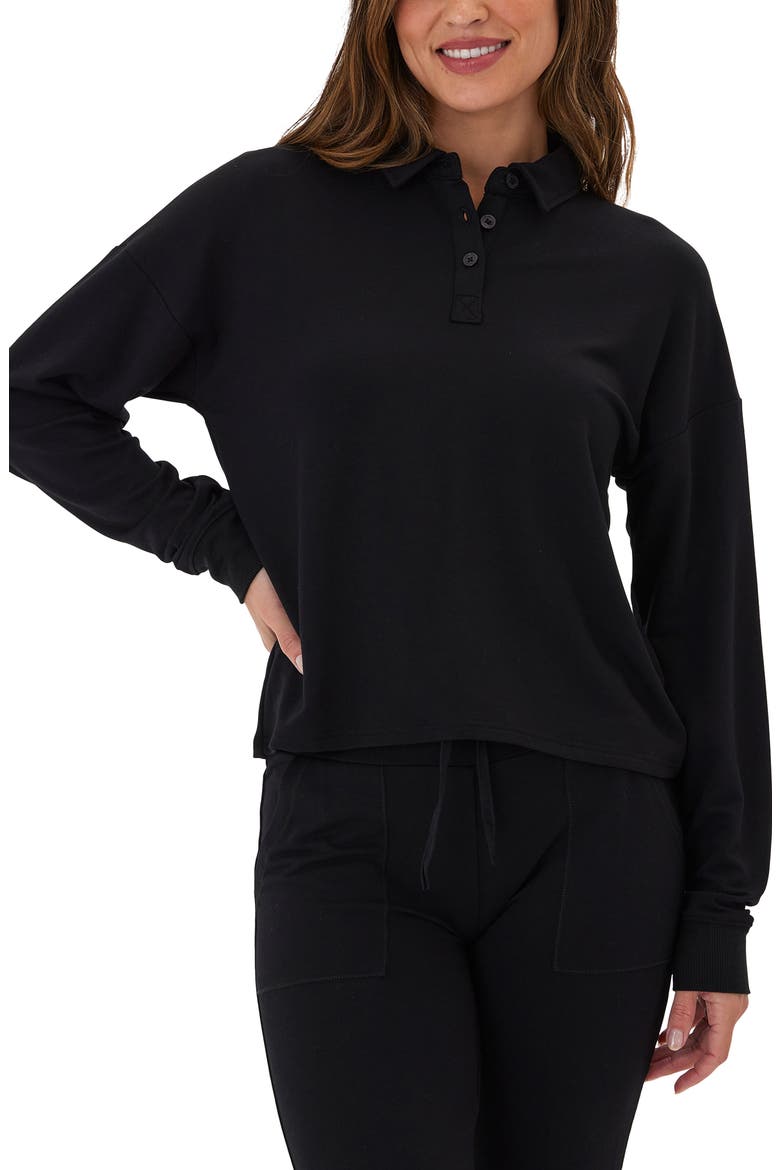 Eleanor Long Sleeve Terry Polo, Main, color, BLACK