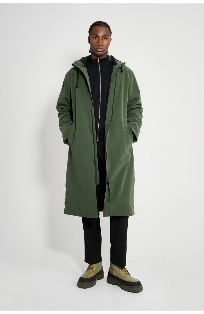 Stutterheim Stockholm Long Matte Winter Coat, Main, color, Green