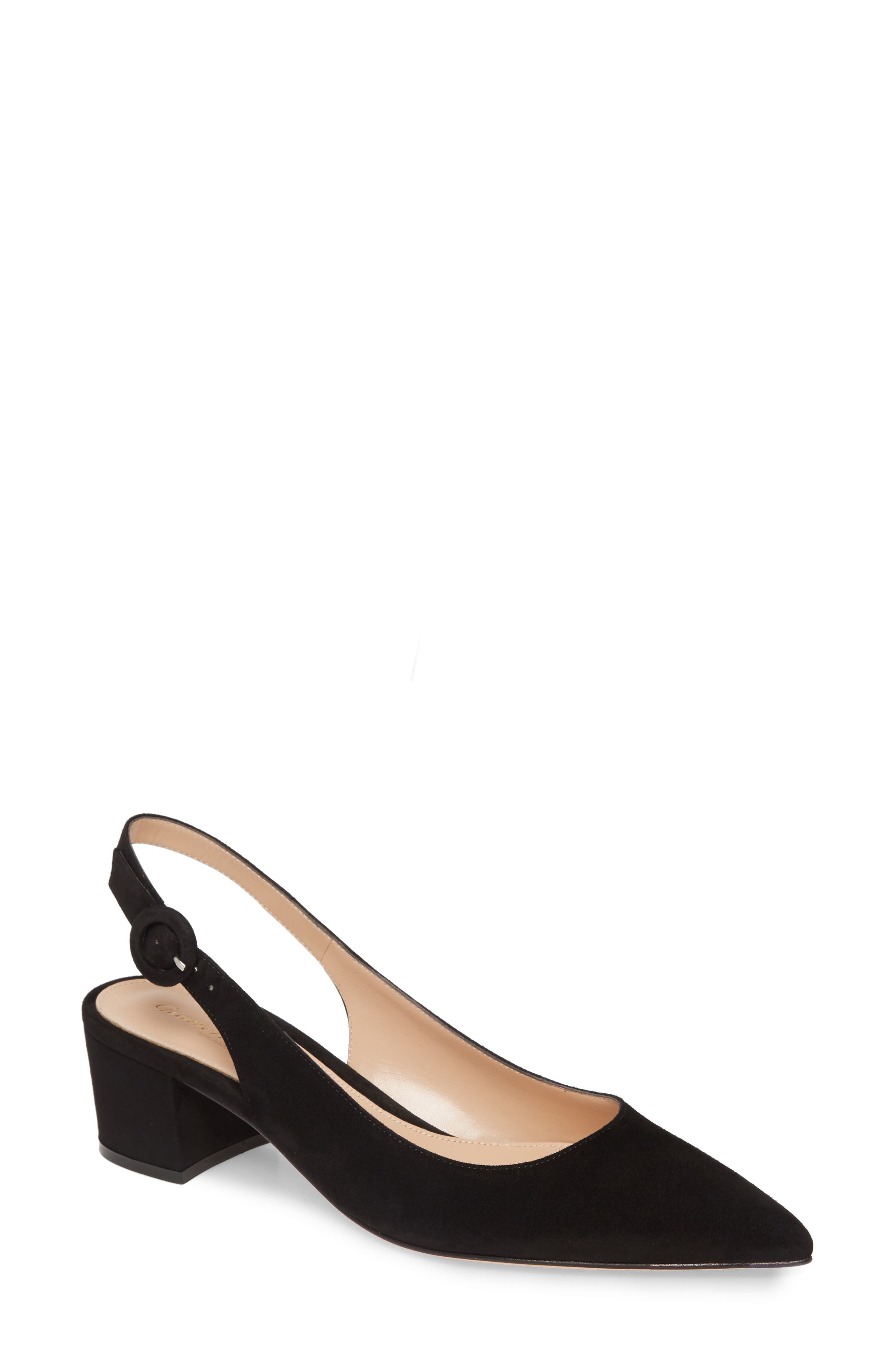Gianvito Rossi Buckle Pointed Toe Slingback Pump, Main, color, 