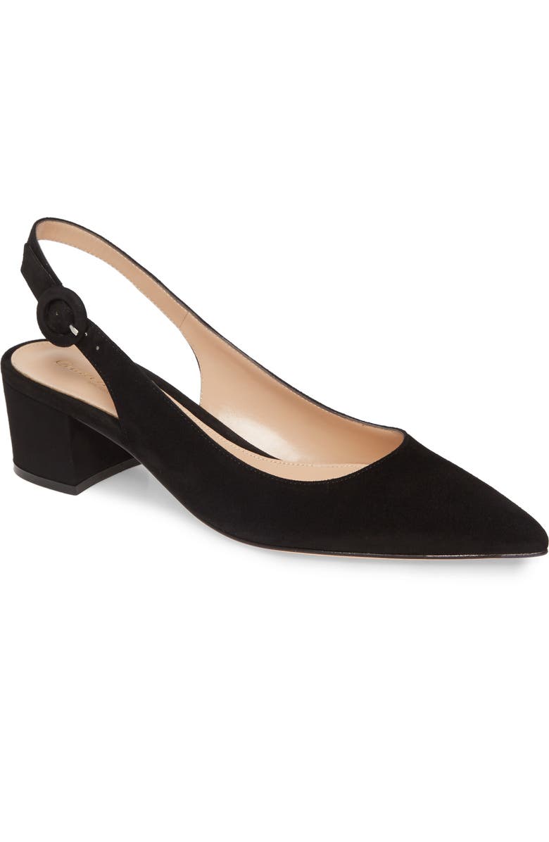 Gianvito Rossi Buckle Pointed Toe Slingback Pump, Main, color,