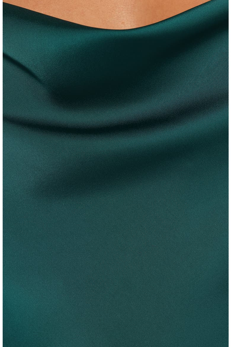 Reyna Off the Shoulder Satin Maxi Dress, Alternate, color, EMERALD GREEN
