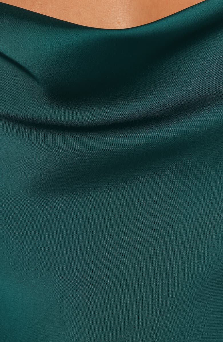 Petal & Pup Reyna Off the Shoulder Satin Maxi Dress, Alternate, color, Emerald Green