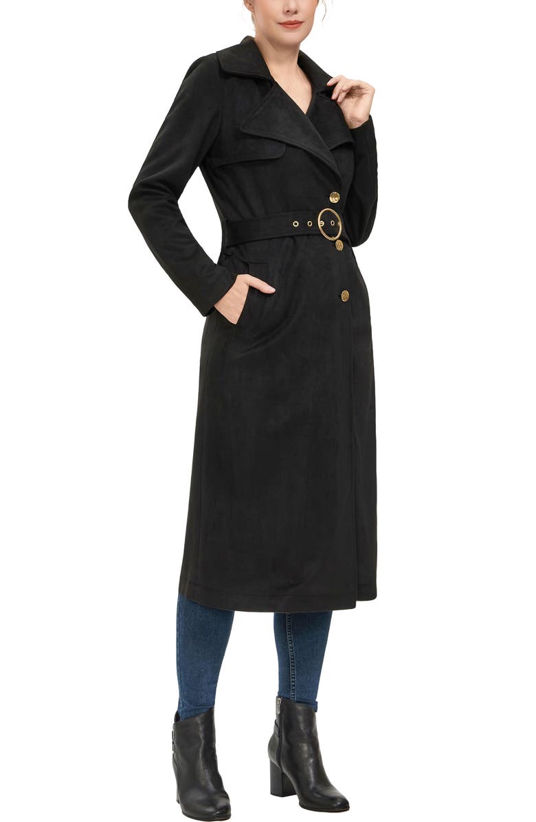 Kimi 
Kai Women
s Natalia Faux Suede Trench Coat, Alternate, color, Black