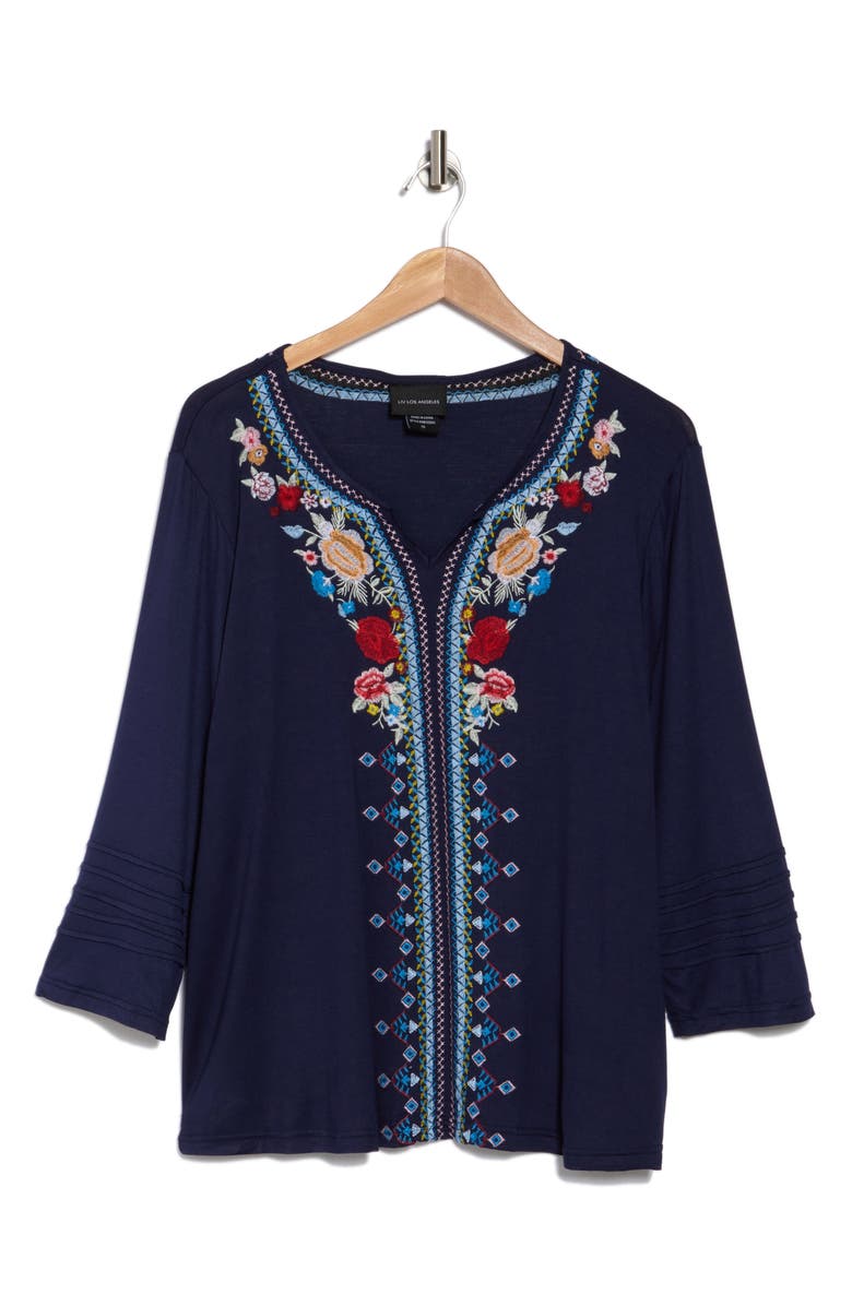 Forgotten Grace Embroidered Blouse, Alternate, color, Navy