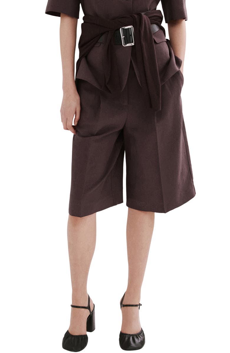 MANGO Argelia Pleated Bermuda shorts, Main, color, Purple
