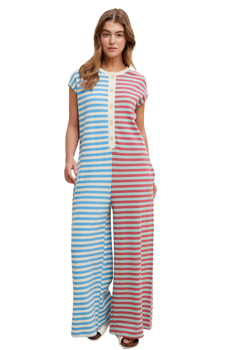WISHLIST Colorblock Wide Leg Jumpsuit, Alternate, color, Sky/ Berry