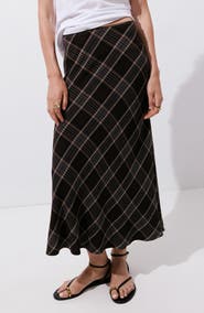 MANGO Checked Midi Skirt