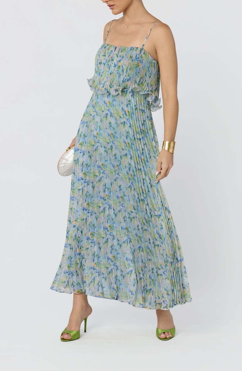 ASTR the Label Makennah Floral Plissé Maxi Dress, Alternate, color, Blue Green Floral