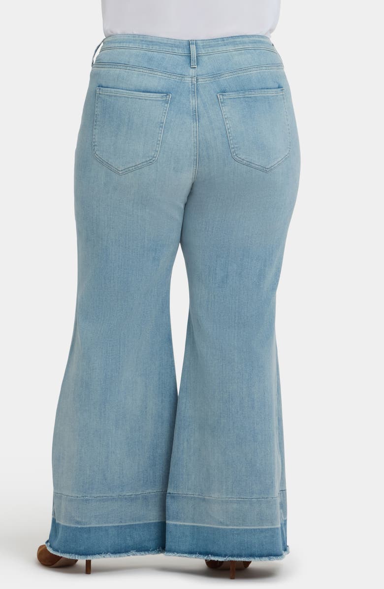 NYDJ Mia Frayed Shadow Hem High Waist Palazzo Flare Jeans, Alternate, color, Light Paradise