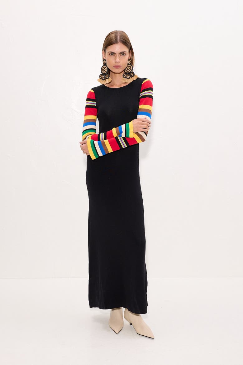 Adri Knit Maxi Dress, Main, color, Black/Multi Stripe