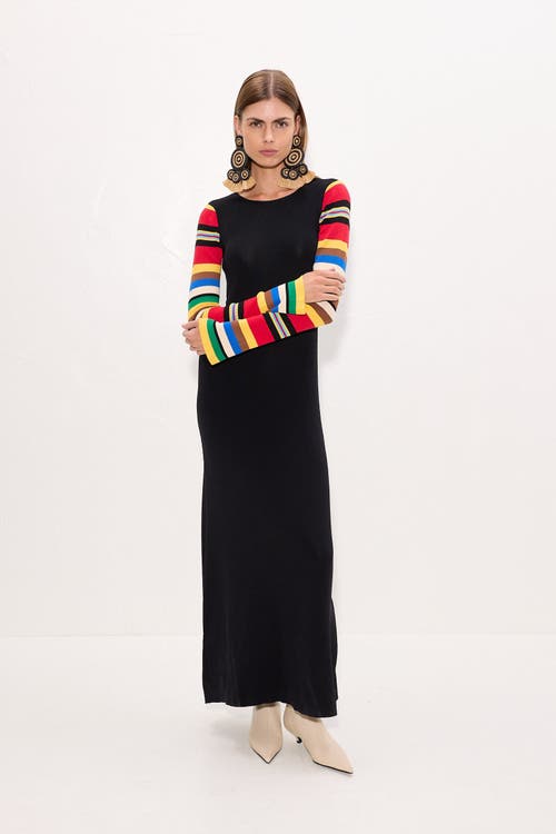 Simon Miller Simonmiller Adri Knit Maxi Dress In Black/multi Stripe