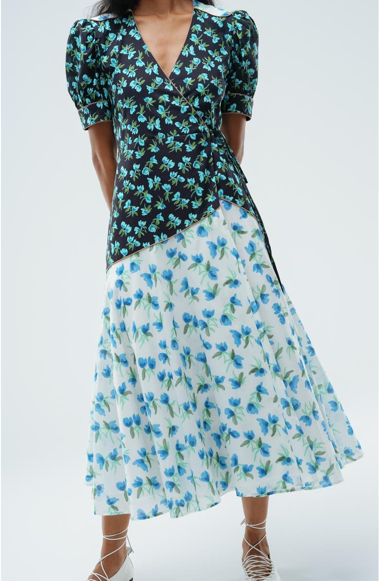 De Loreta Luisa Short Sleeve Midi Wrap Dress, Main, color, 