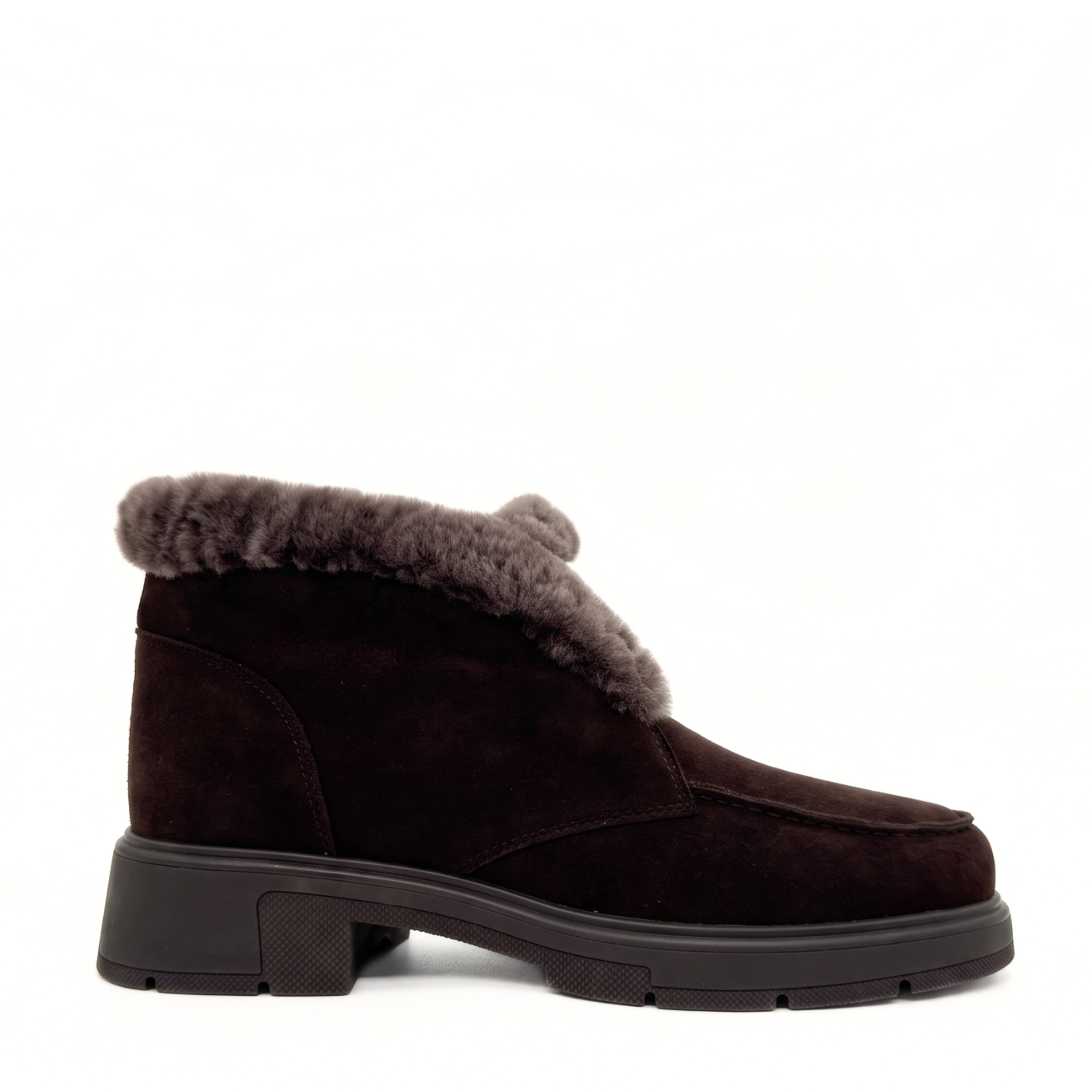 Meredith Suede Shearling Ankle Boot, Main, color, Brown