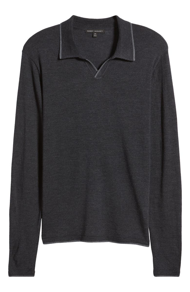 Robert Barakett Hollow Wood Johnny Collar Wool Polo Sweater, Alternate, color,