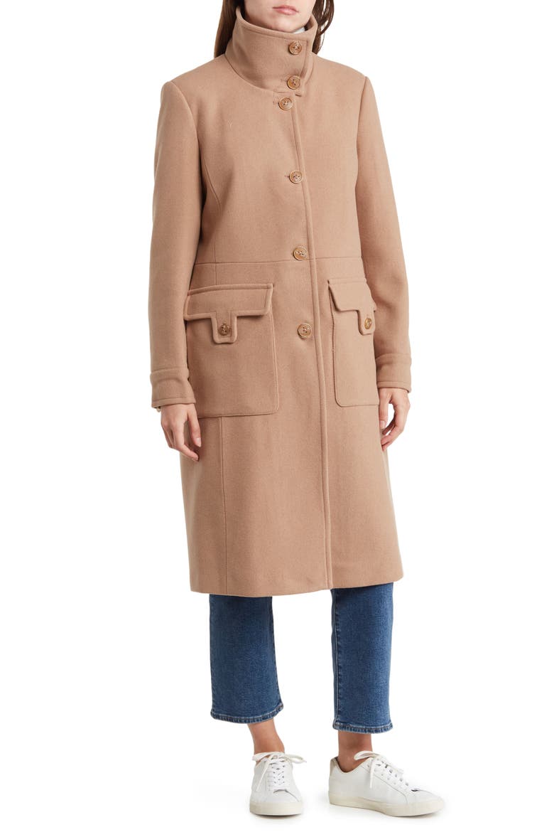 Almedia Wool Blend Twill Coat, Main, color, CAMEL