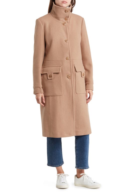 Andrew Marc Almedia Wool Blend Twill Coat in Camel 