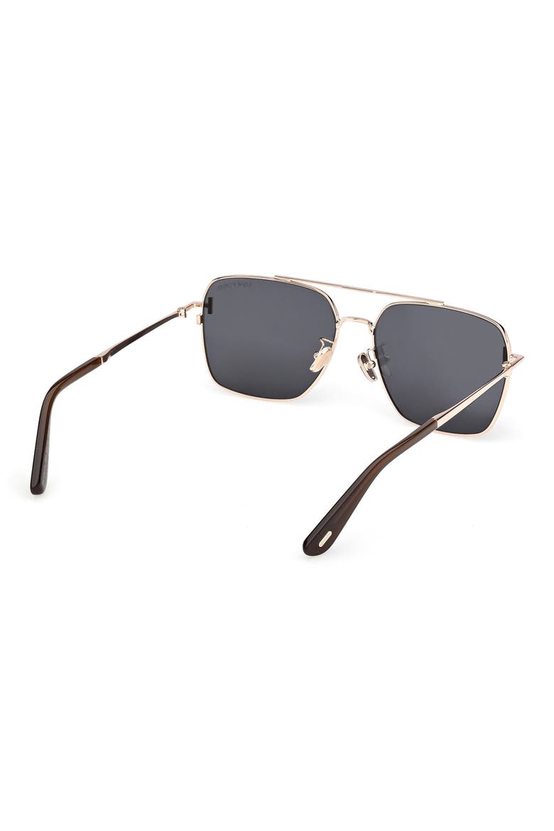 60mm Navigator Sunglasses, Alternate, color, SHINY ROSE GOLD / SMOKE LENS