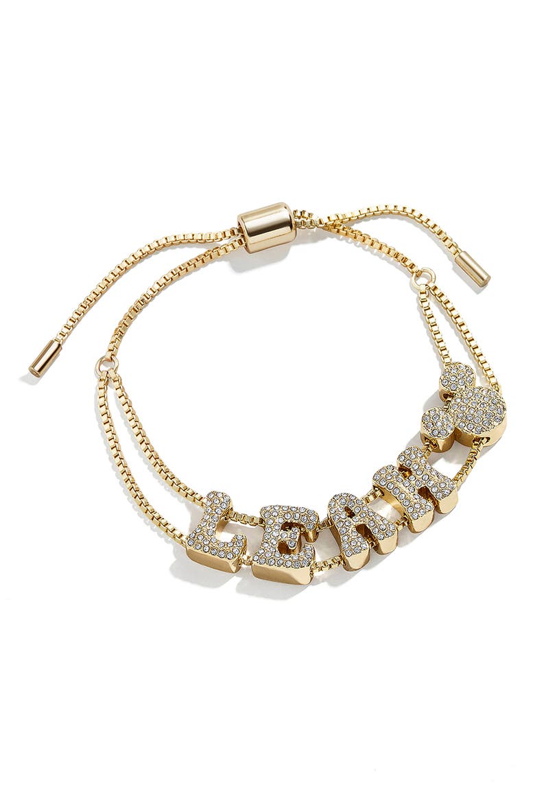 Personalized Disney® Crystal Bubble Charm Slider Bracelet, Main, color, GOLD/ CLEAR