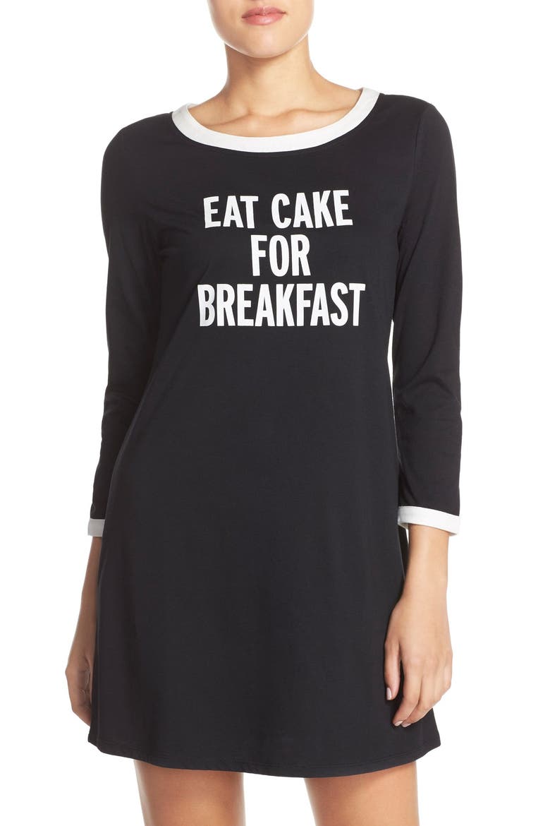 kate spade new york graphic sleep shirt, Main, color, BLACK