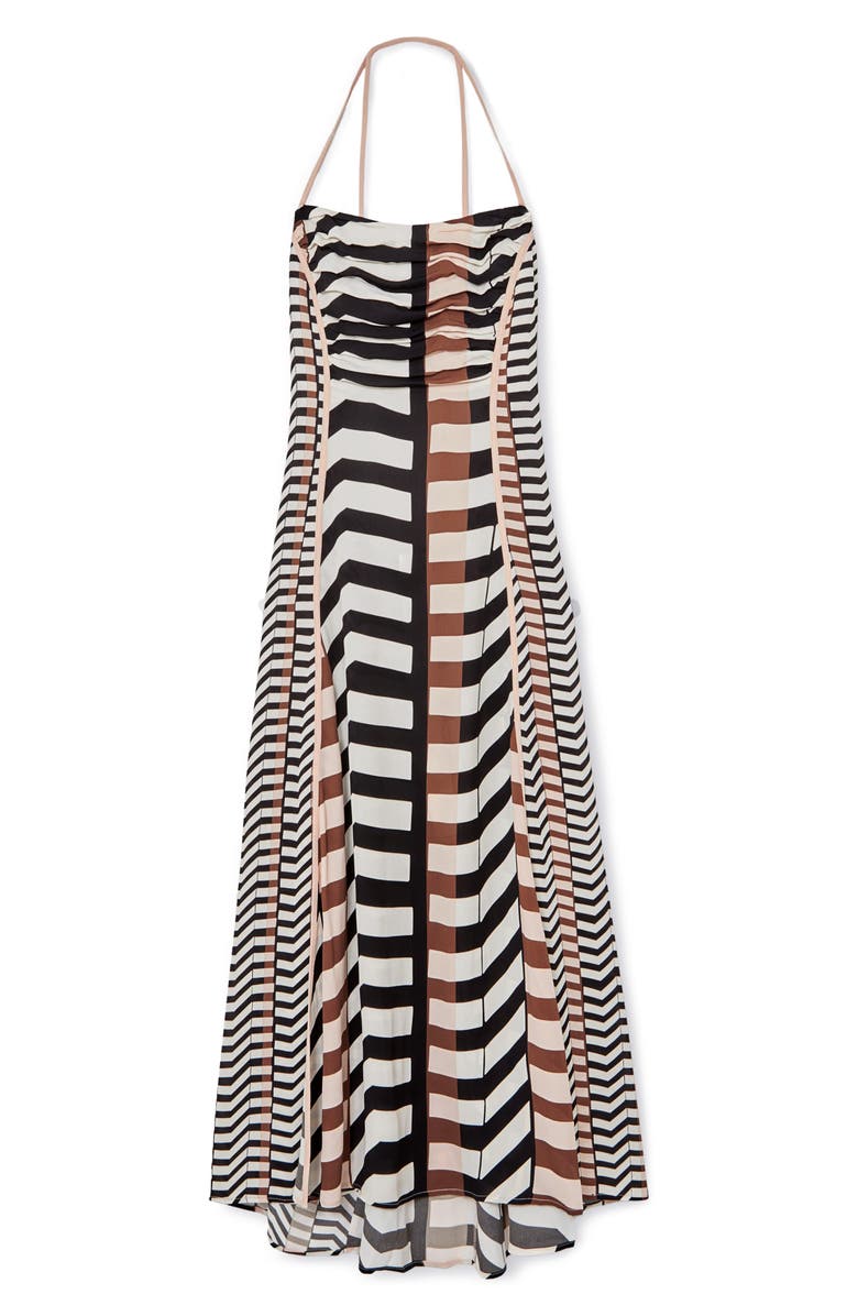 Reiss Georgie Stripe Midi Dress, Alternate, color, Black/ Brown