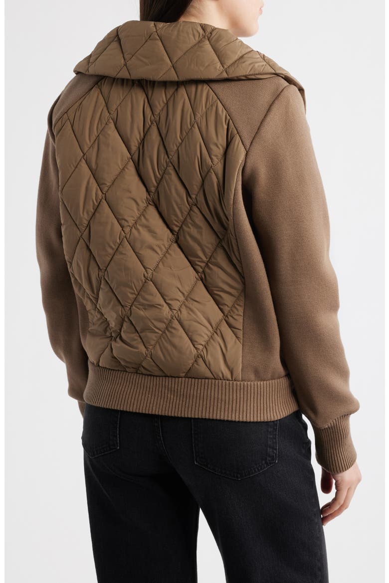 Mixed Media Knit & Quilted Jacket, Alternate, color, SHITAKE