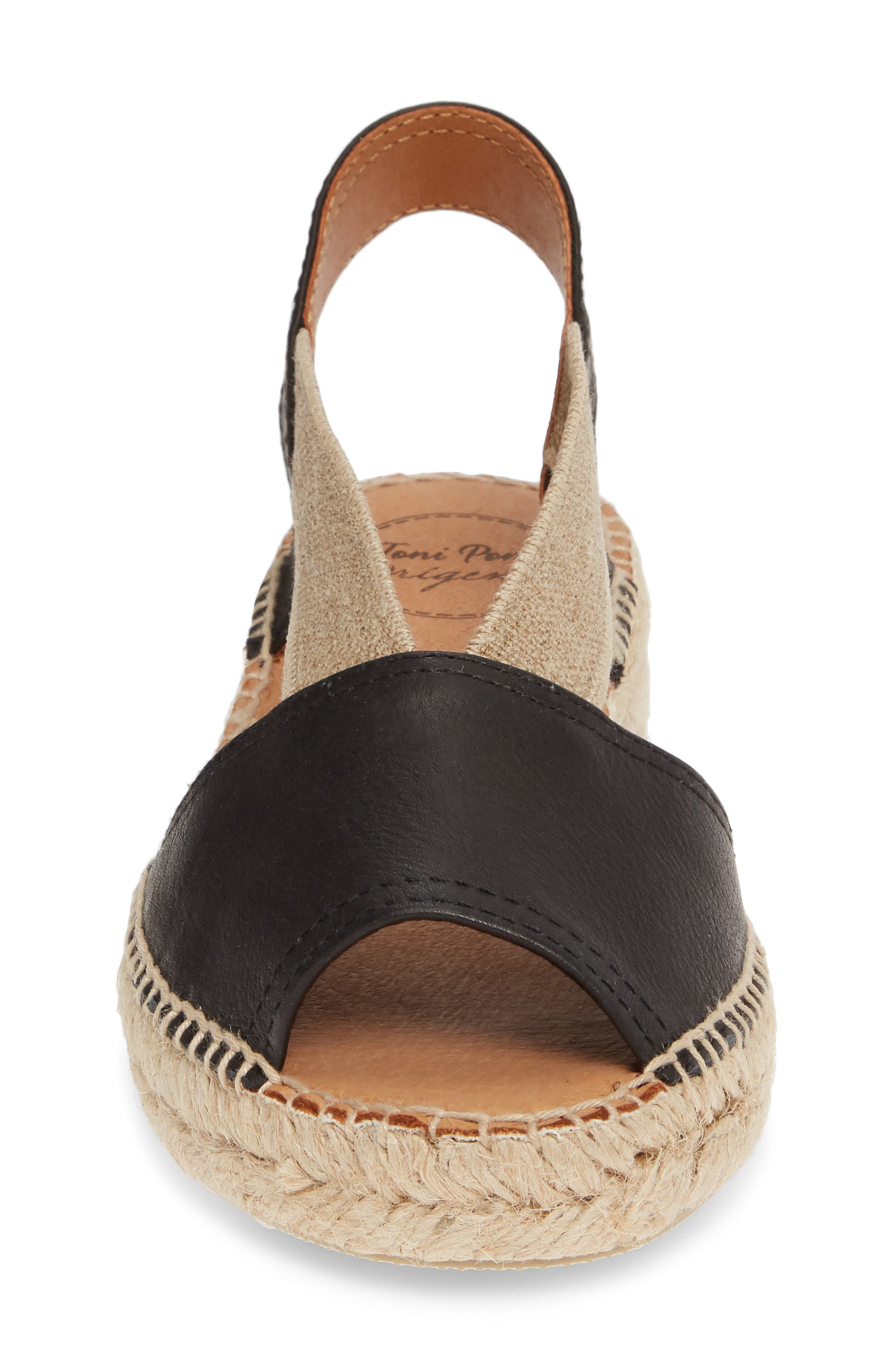 Toni Pons Etna Espadrille Sandal, Alternate, color, Black Leather