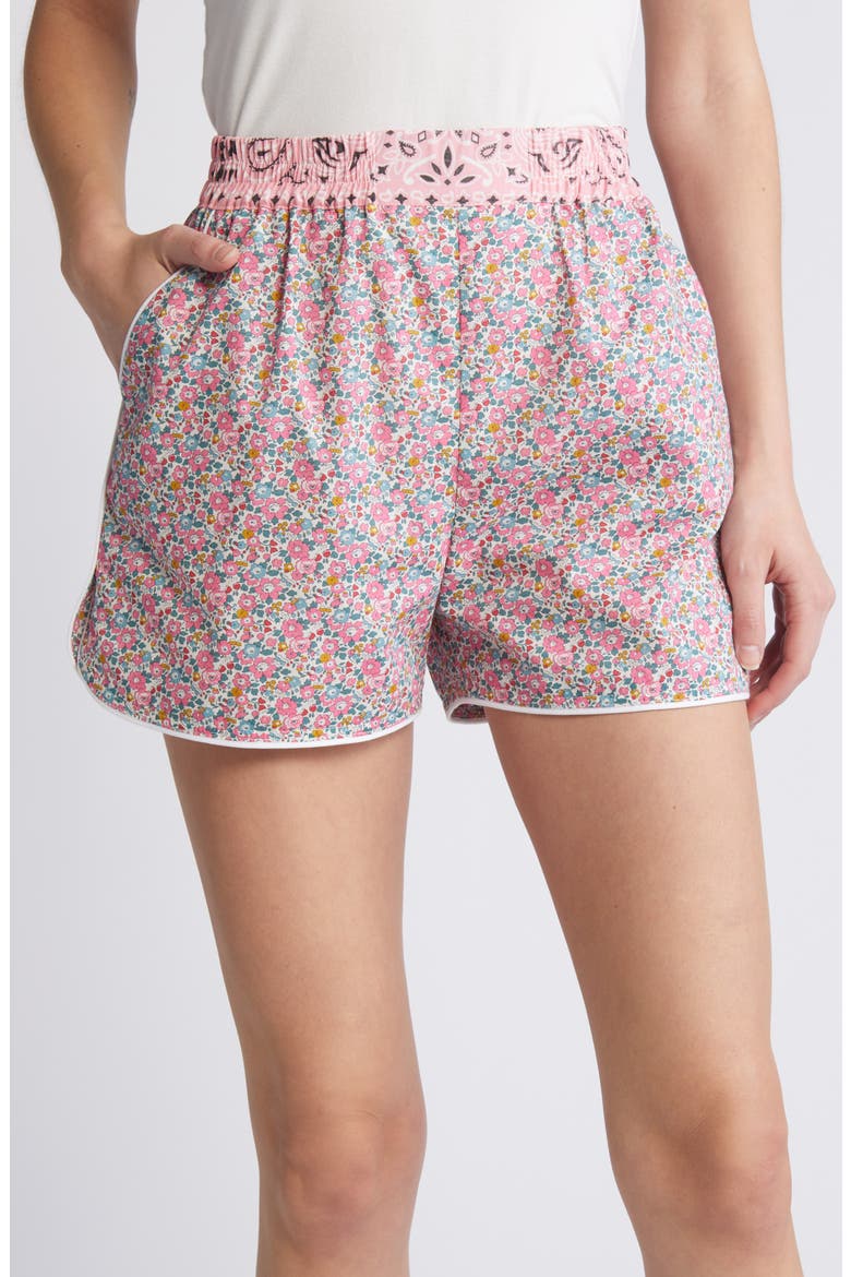 x Liberty London Floral & Bandana Print Shorts (Nordstrom Exclusive), Main, color, MINT / PALE PINK