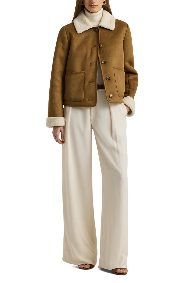 Faux Shearling Jacket, Alternate, color, CAMEL BEIGE