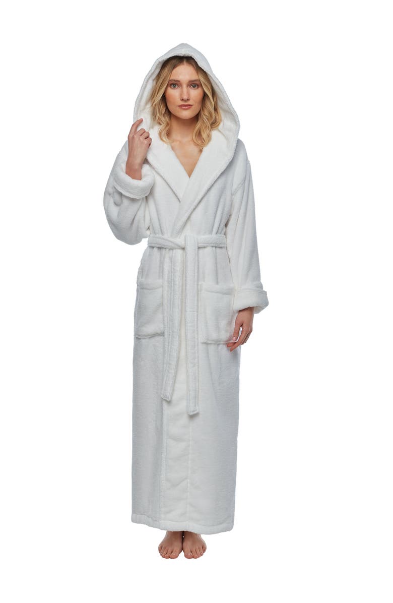 ARUS Softy Womens Ankle Length Long Cotton Robe, Main, color, White