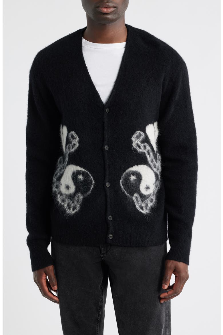 Reflection Cardigan, Main, color, BLACK/ CHALK WHITE