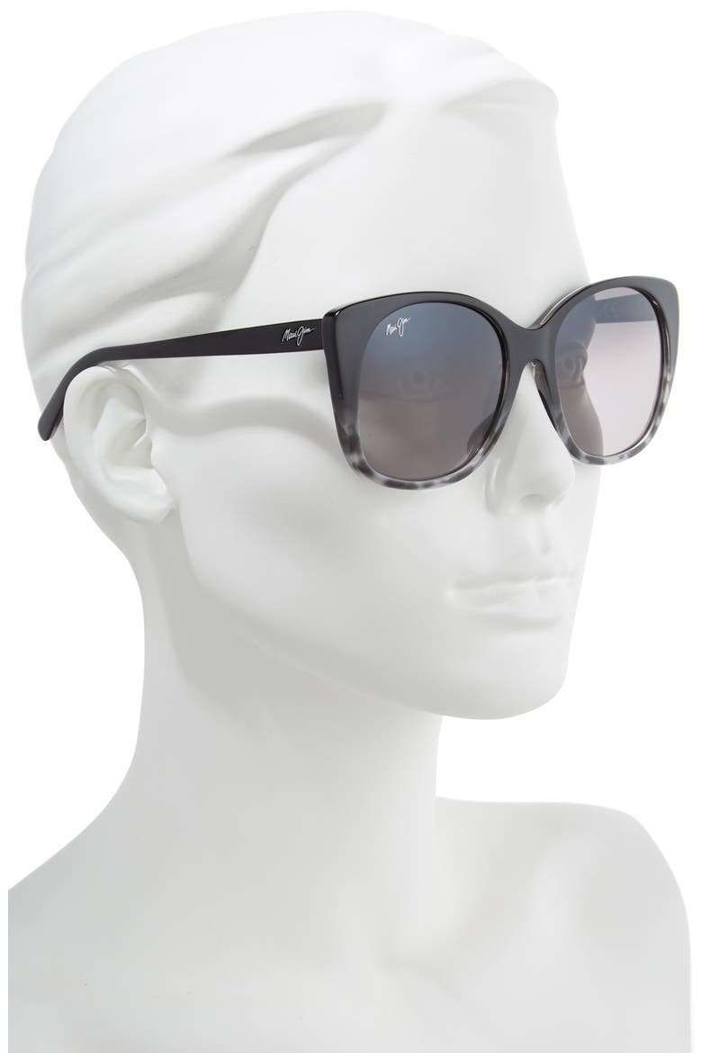 Mele 55mm PolarizedPlus2® Round Cat Eye Sunglasses, Alternate, color, BLACK GREY TORT/NEUTRAL GREY