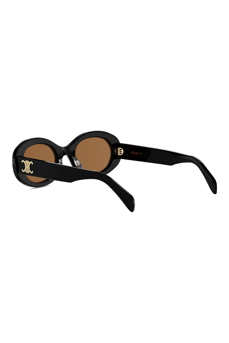 Triomphe 52mm Oval Sunglasses, Alternate, color, SHINY BLACK / ROVIEX