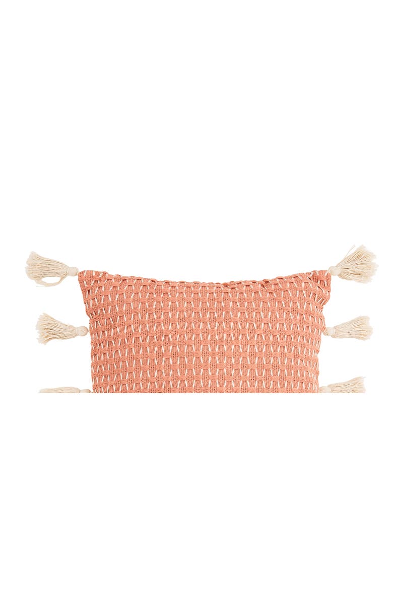 Peony Textured Diamond Woven Decorative Accent Throw Pillow, w/ Tassels, Alternate, color, Pink