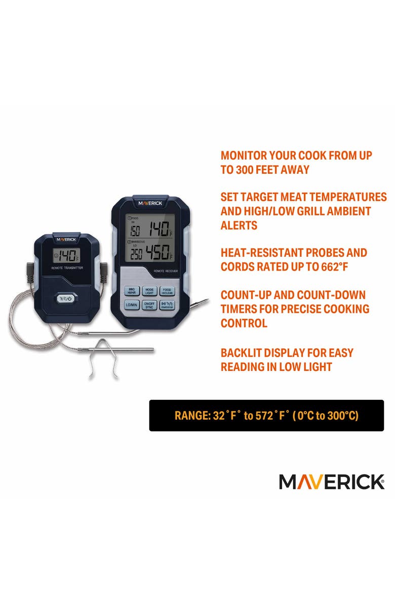 Maverick Long Range Wireless Remote Cooking Thermometer, Dual Probe, Alternate, color, Black/Grey