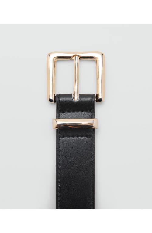 Mango Stitched Square Buckle Belt In Black