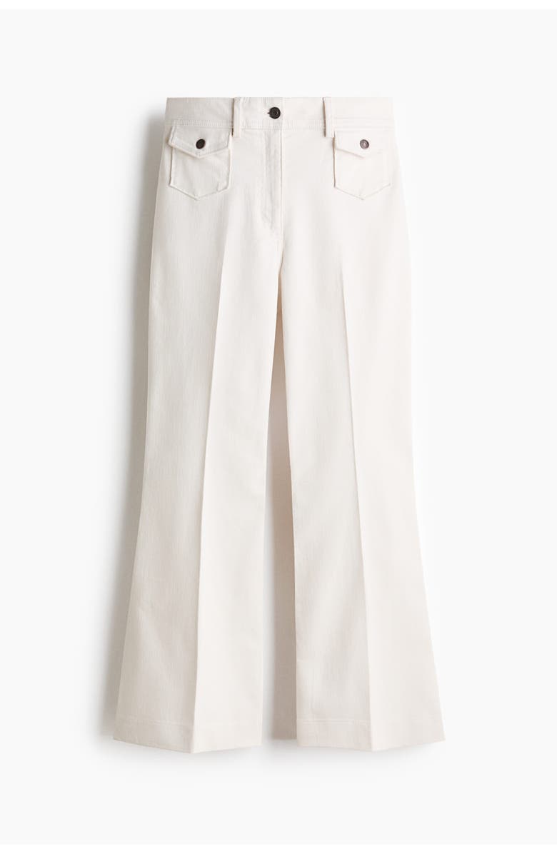 H&M Flared Ankle-length Trousers, Alternate, color, White