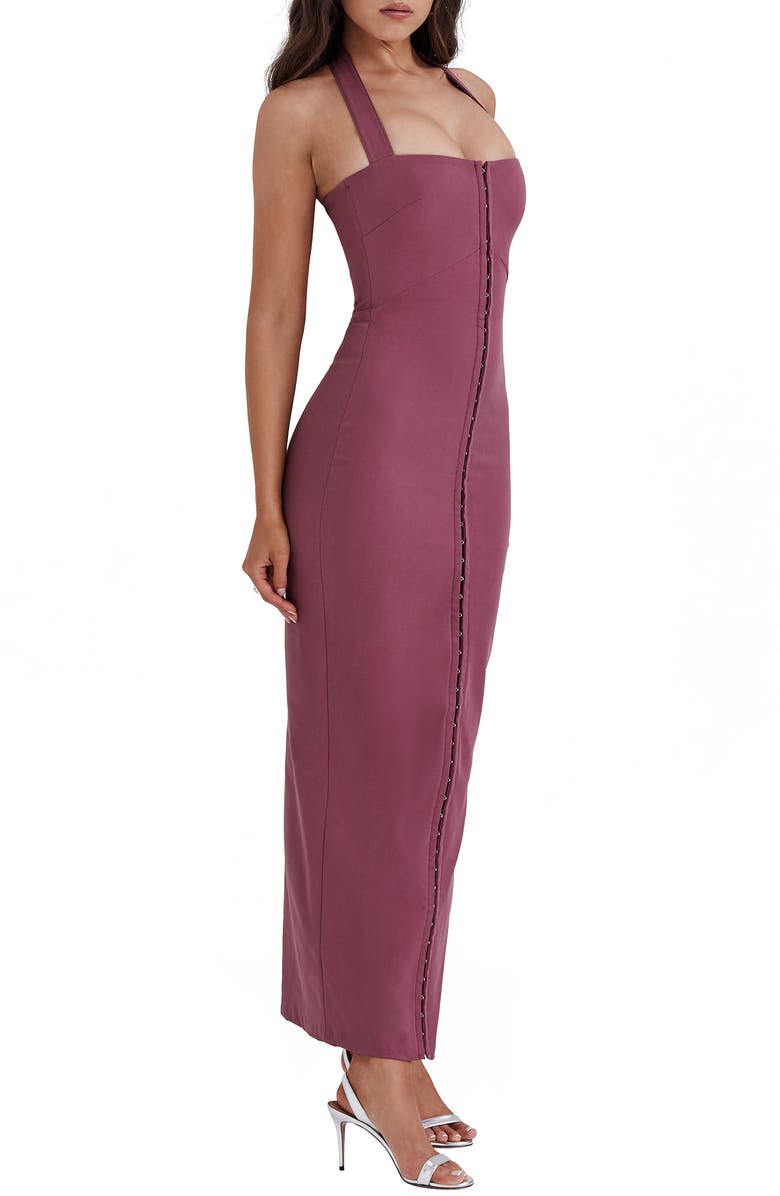 HOUSE OF CB Mia Halter Stretch Crepe Sheath Cocktail Dress, Alternate, color,