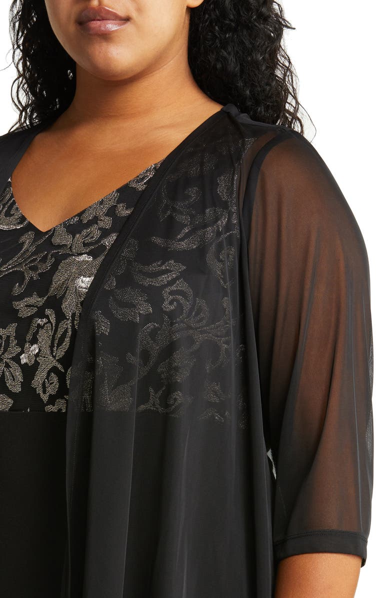 Connected Apparel Sheath Dress & Jacket Set, Alternate, color, Black/ Gold