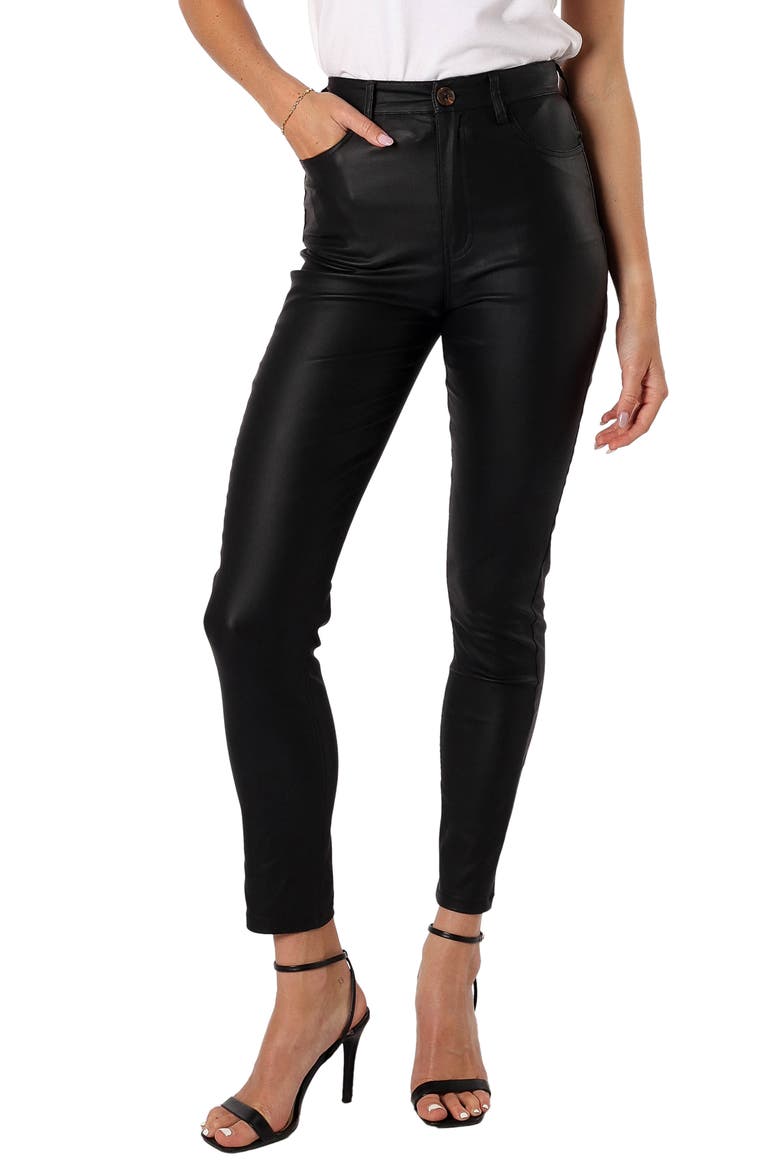 Sammie High Waist Faux Leather Pants, Main, color, BLACK