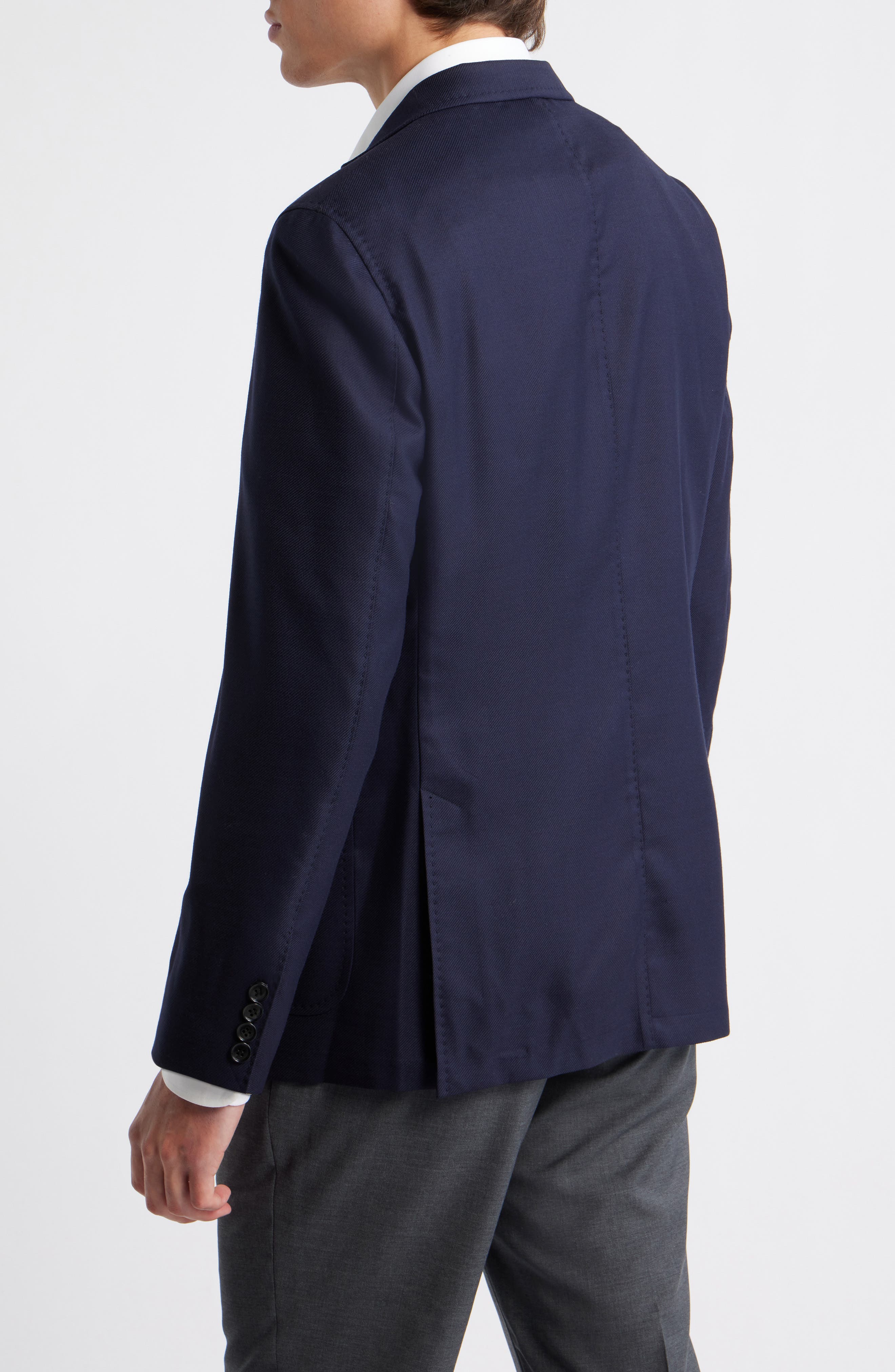 Navy Wool Stretch Twill Blazer - image 2