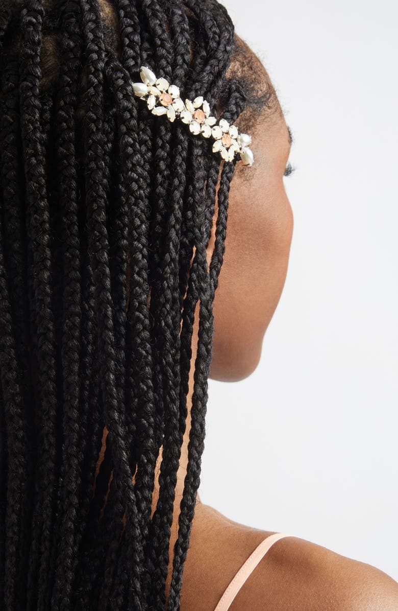 Simone Rocha Heartbloom Crystal & Faux Pearl Hair Clip, Alternate, color, Sand Opal/ Clem/ Pearl