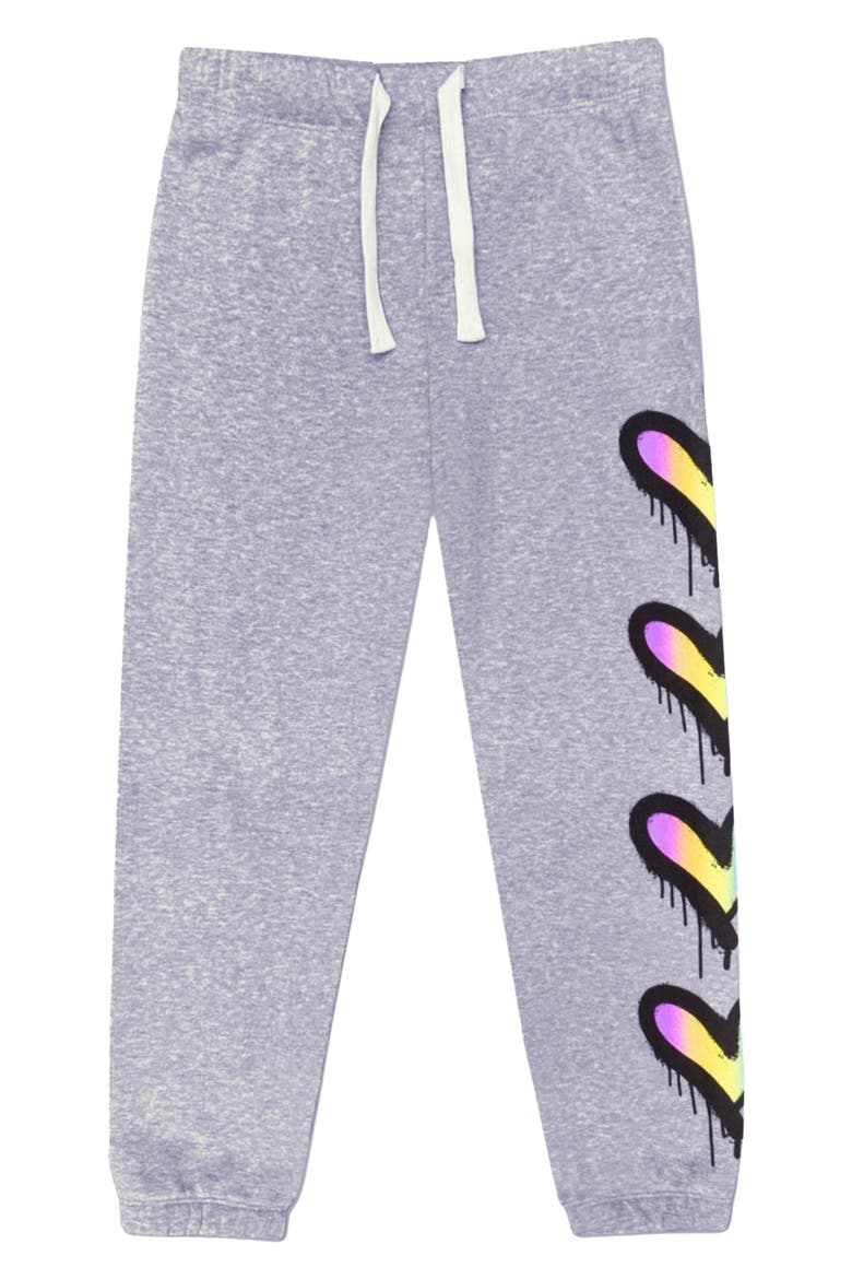 Kids' Soft Sweatpants, Main, color, HEATHER GREY RAINBOW HEART