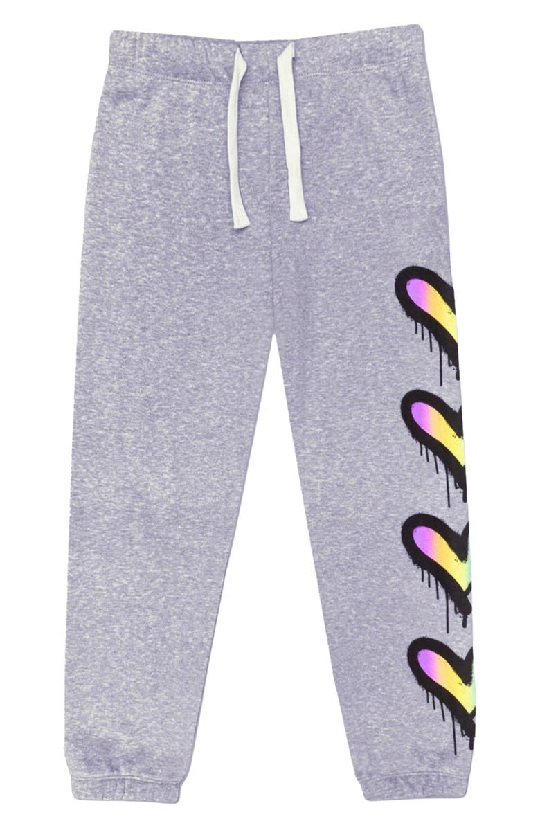PixieLane Kids' Soft Sweatpants, Main, color, Heather Grey Rainbow Heart