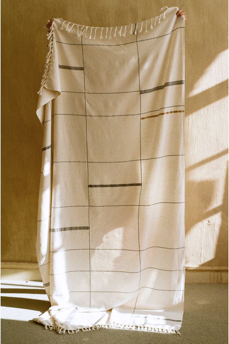 Nadi Hand-Loomed Cotton Throw, Alternate, color, Beige