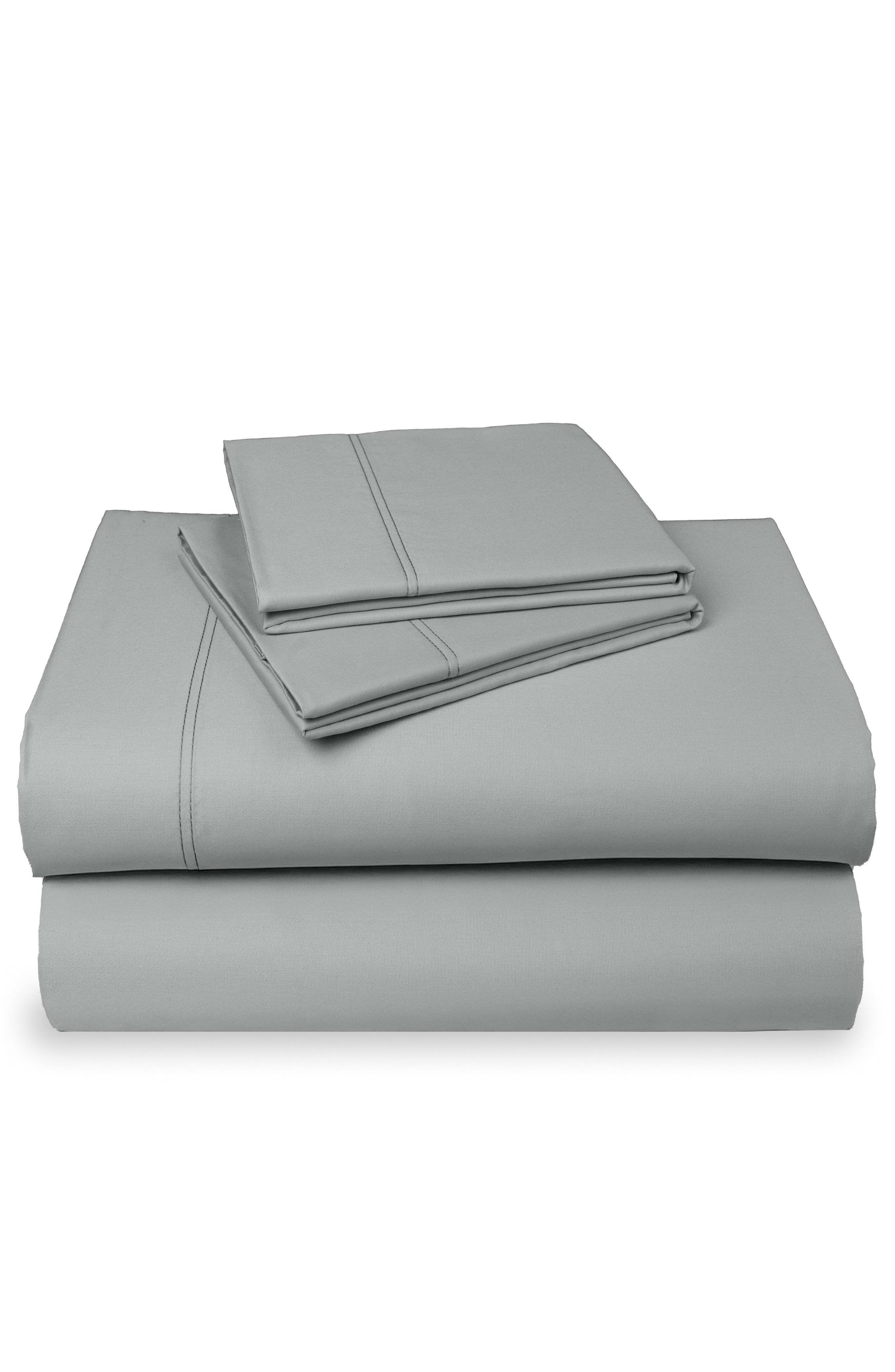 CALIFORNIA DESIGN DEN Hotel Luxe 800 Thread Count 100% Cotton Sateen Sheet Set - Light Grey, Queen