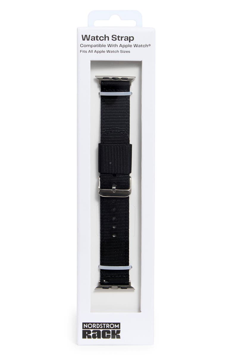 NORDSTROM RACK Canvas Smartwatch Band, Alternate, color, Black- Silver