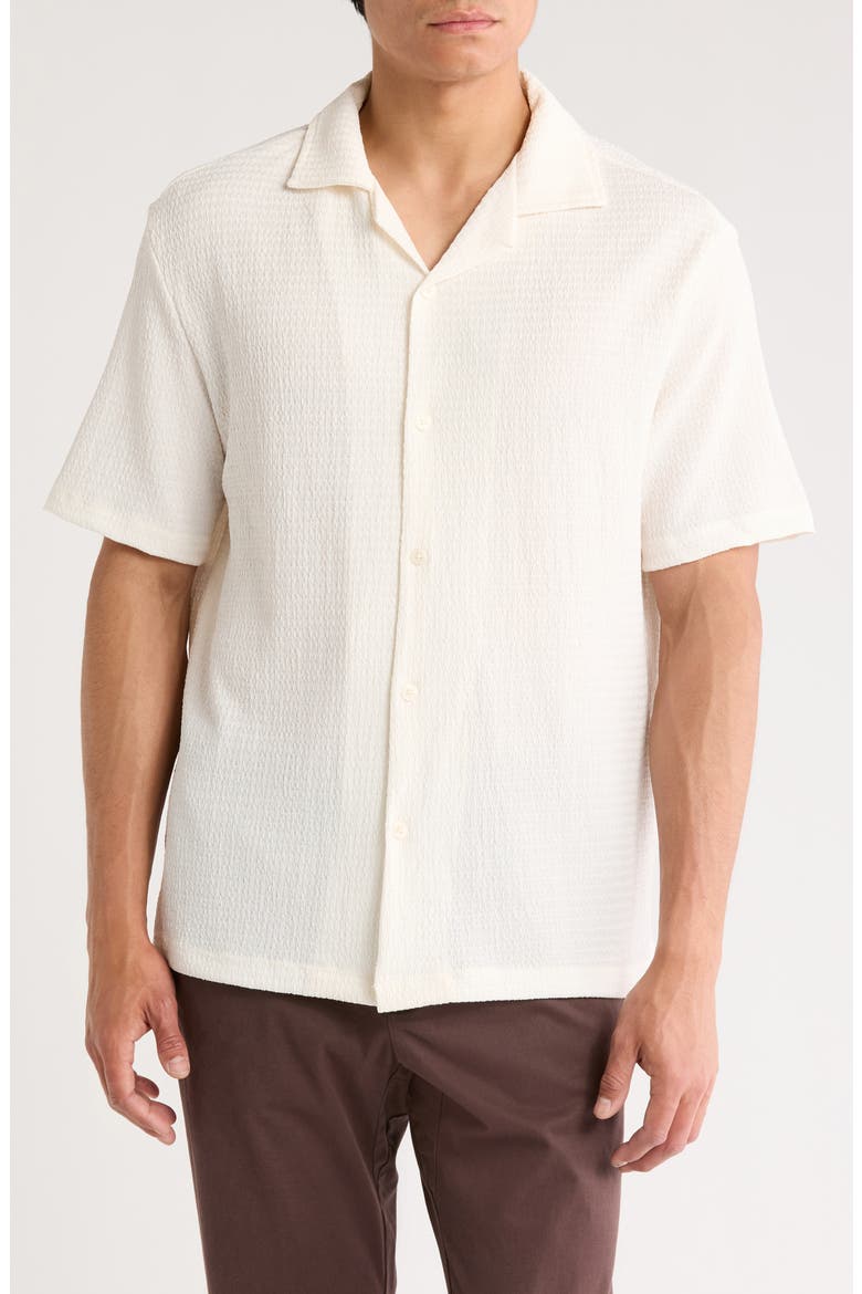 Texture Short Sleeve Button-Up Shirt, Main, color, CREAM