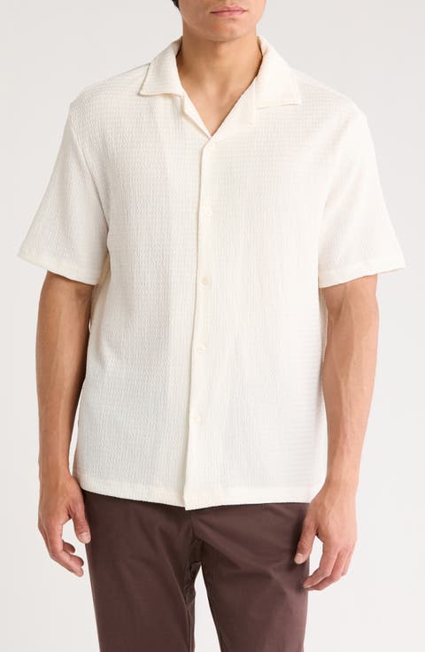 Texture Short Sleeve Button-Up Shirt