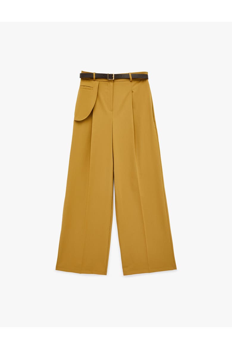 Wide Leg Belted Trousers with Pocket Detail, Alternate, color, KHAKI