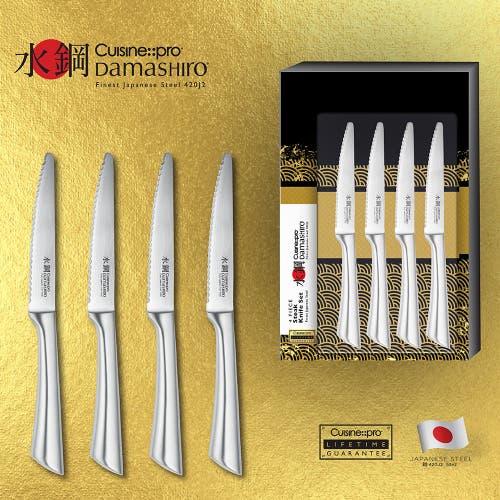 Cuisine::pro Damashiro 4.5" Steak Knife Set, 4 Piece In Transparent